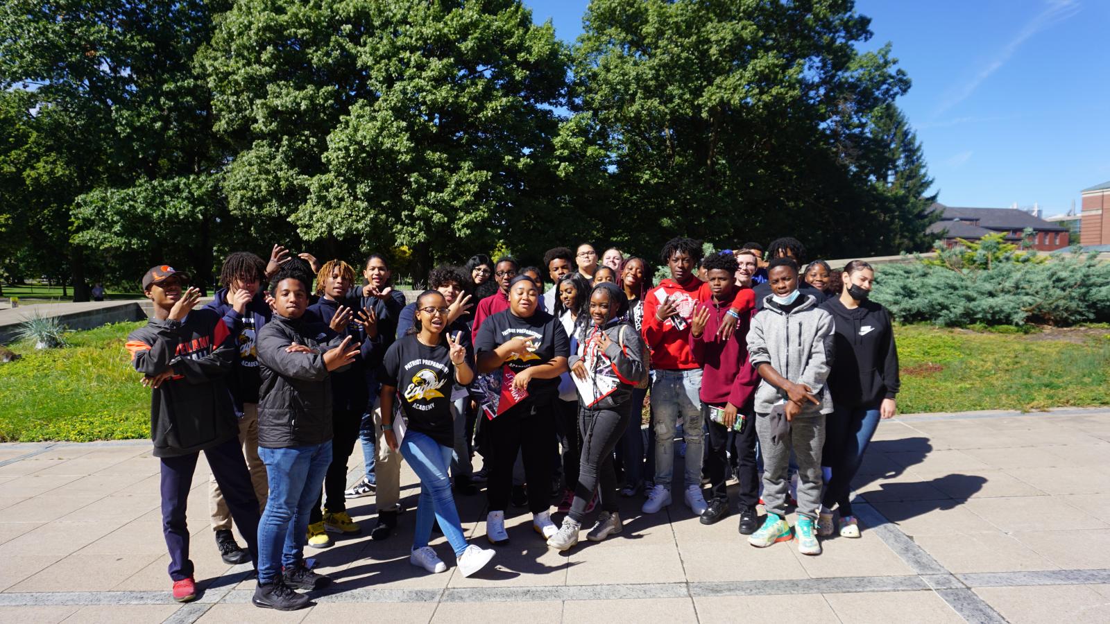 Patriot Preparatory Academy students outside Wexner Center for the Arts